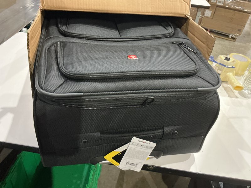 Condition photo showing Good Condition for swissgear sion softside expandable luggage – large checked suitcase with 360 degree wheels & retractable handle – 29 inch, perfect for 7-9 night trips – black checked-large 29-inch black