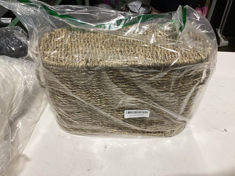 Condition photo showing Good Condition for storageworks toilet paper storage with lid, toilet paper storage holder for 6 regular rolls, wicker basket for bathroom, natural seagrass natural (seagrass) with lid, standard