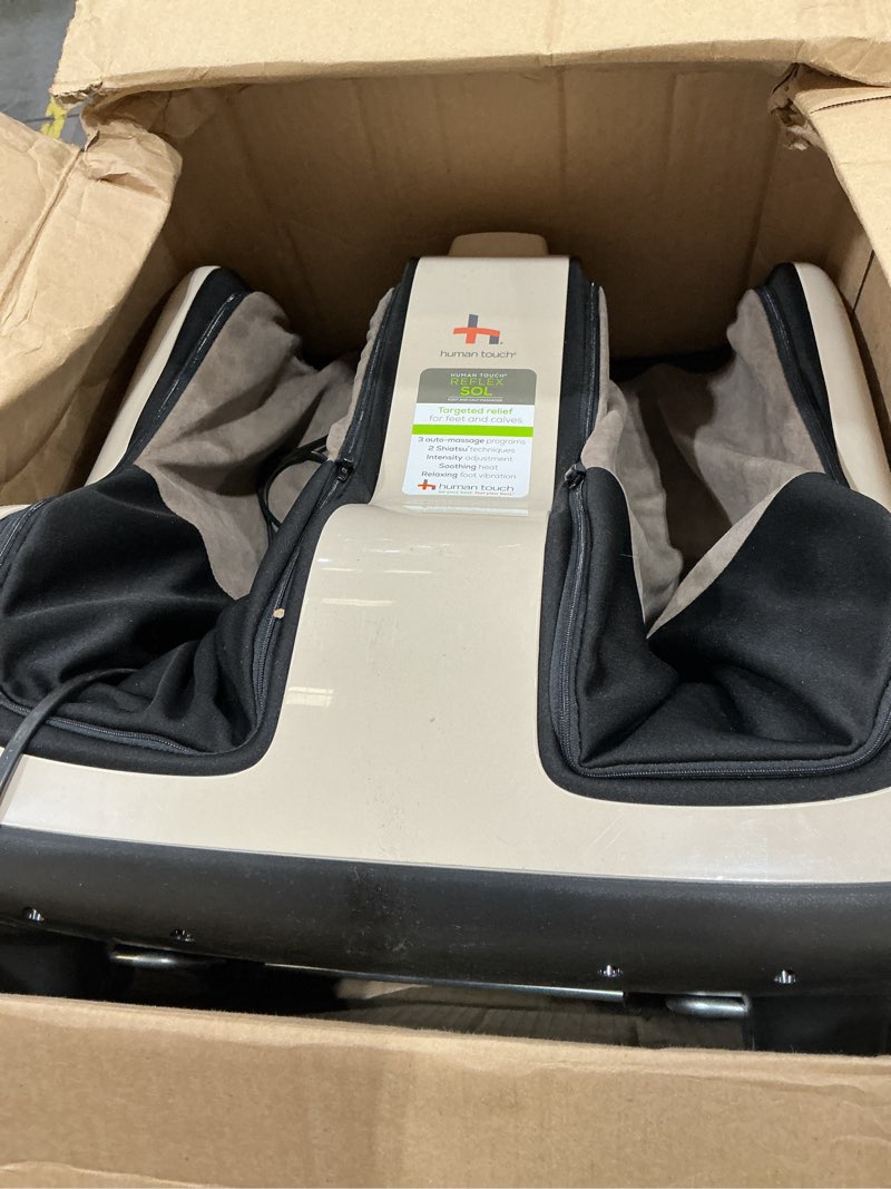 Condition photo showing As Is for human touch reflex sol foot & calf massager w/heat - plantar fasciitis relief + circulation + shiatsu deep kneading + vibrating for stress + compression - adjustable for women and men up to size 12