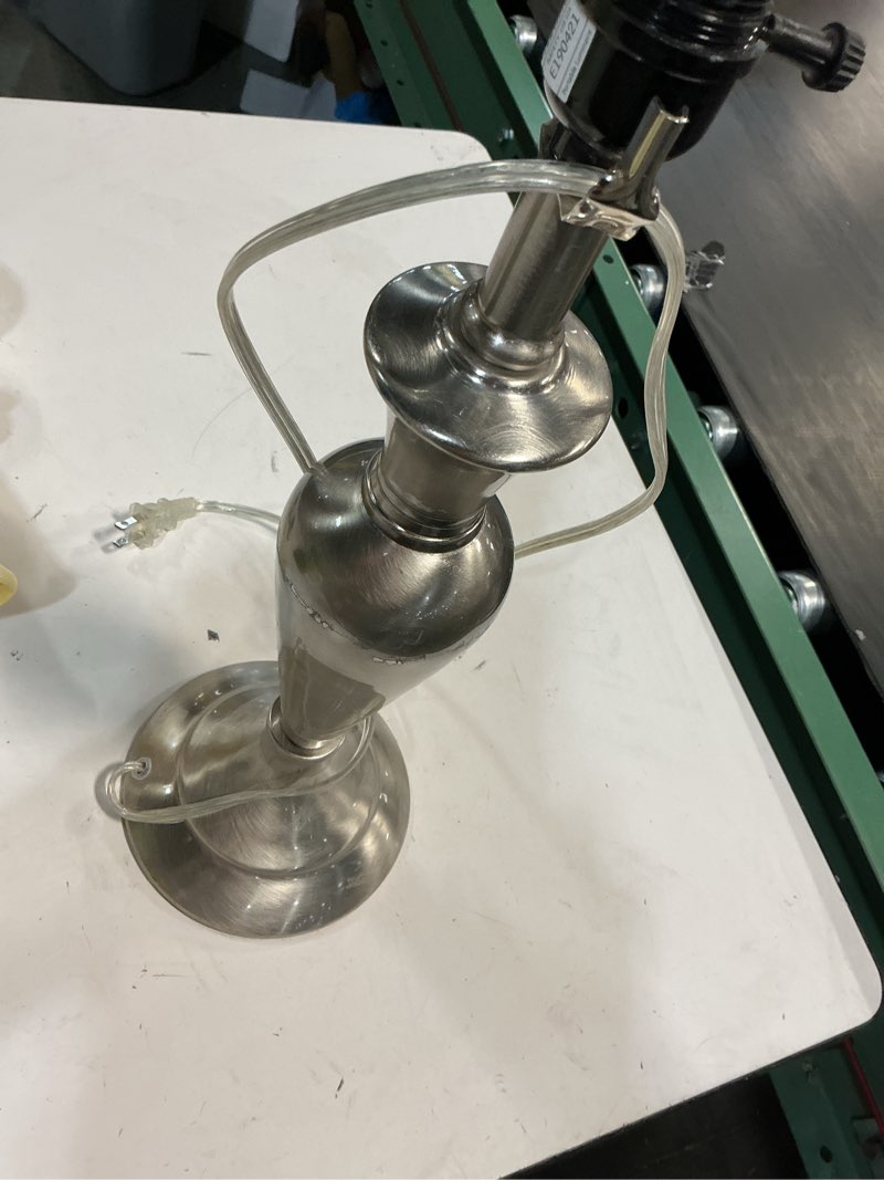 Condition photo showing As Is for allen + roth 18.5-in Brushed Steel Plug-in Metal Lamp Base