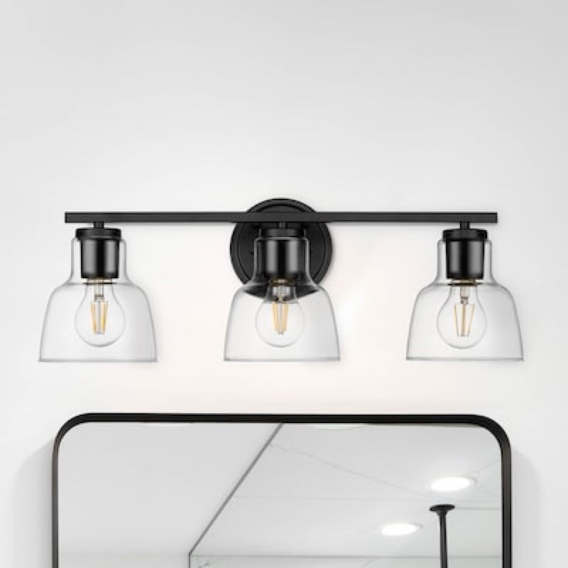 allen + roth irvine 23-in 3 -light matte black transitional vanity light