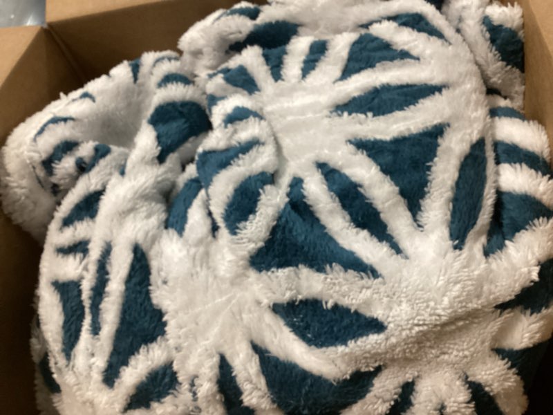 Condition photo showing As Is for LOMAO Sherpa Fleece Blanket Fuzzy Soft Throw Blanket Dual Sided Blanket for Couch Sofa Bed (Teal, 60''x80'') Teal 60''x80''
