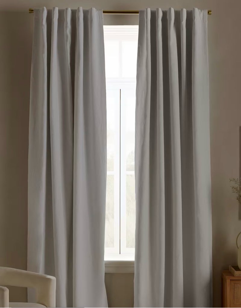 quince european linen blackout curtain 48”x96” single panel in white
