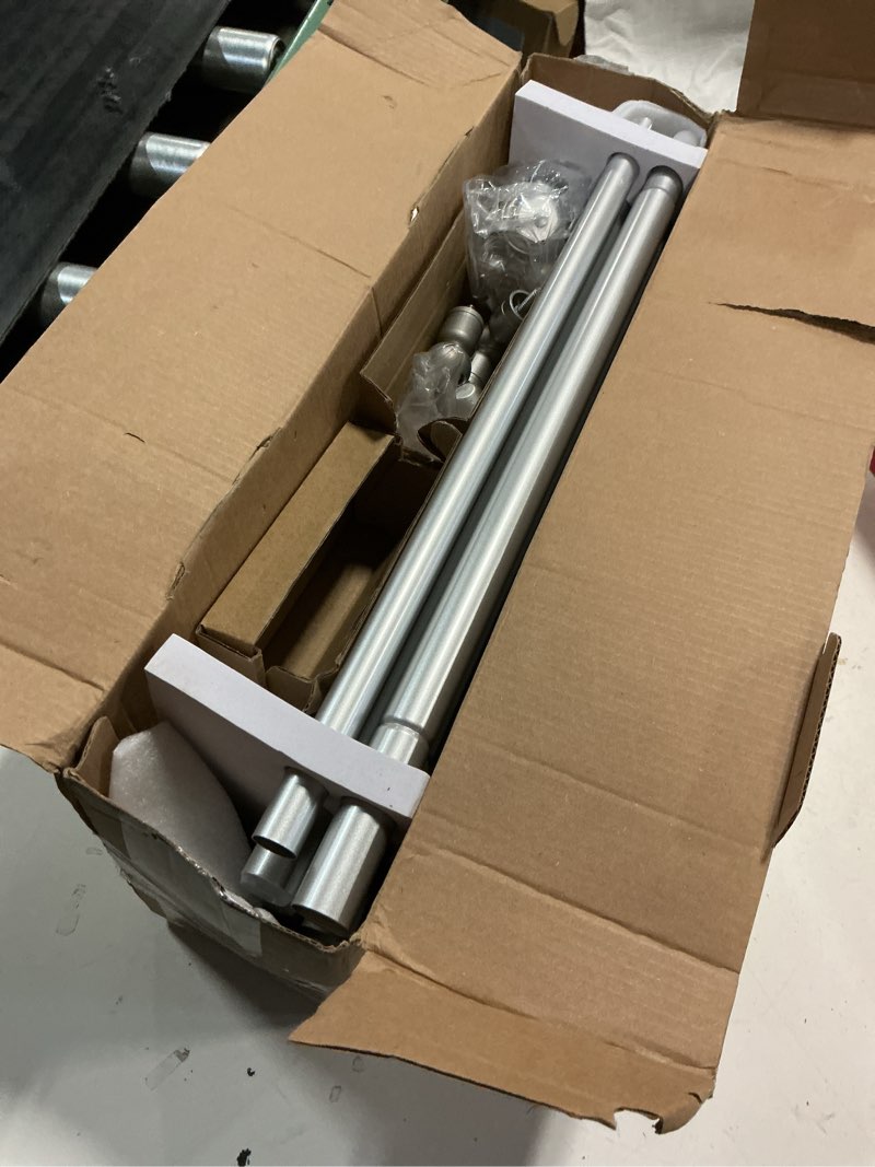 Condition photo showing Good Condition for usfook bay window curtain rod 32 to 86 in (center), 3/4 in diameter, silver | adjustable heavy duty curtain rods, 22lbs weight capacity, 32-58 inches side rods, 360° connector drapery rods, bling finials