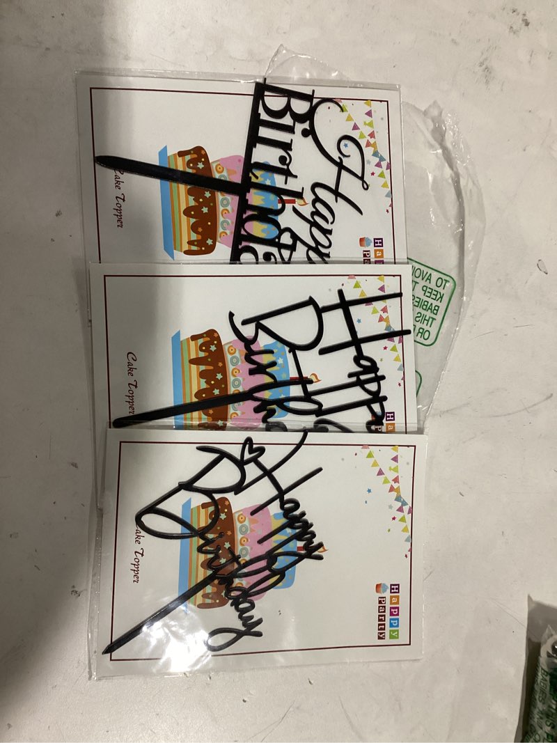 Condition photo showing Good Condition for DIY Happy birthday Cake Topper Black Acrylic