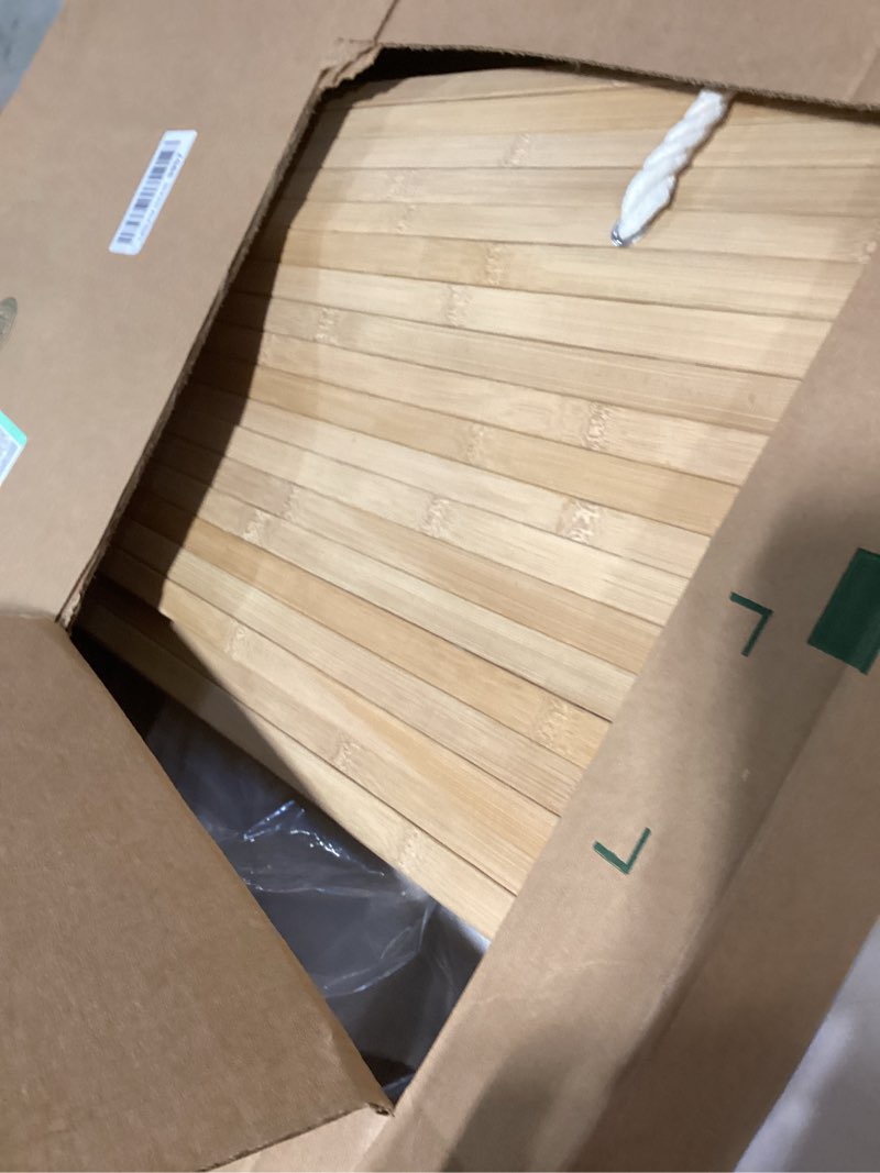 Condition photo showing As Is for mihoho 80 liter/21 gallon large trash can with lid, garbage bin wastebasket made of bamboo, outdoor garbage can/waste/basket bin for home, office, bathroom, kitchen 24" hx15.8 wx11.8 d (khaki k)