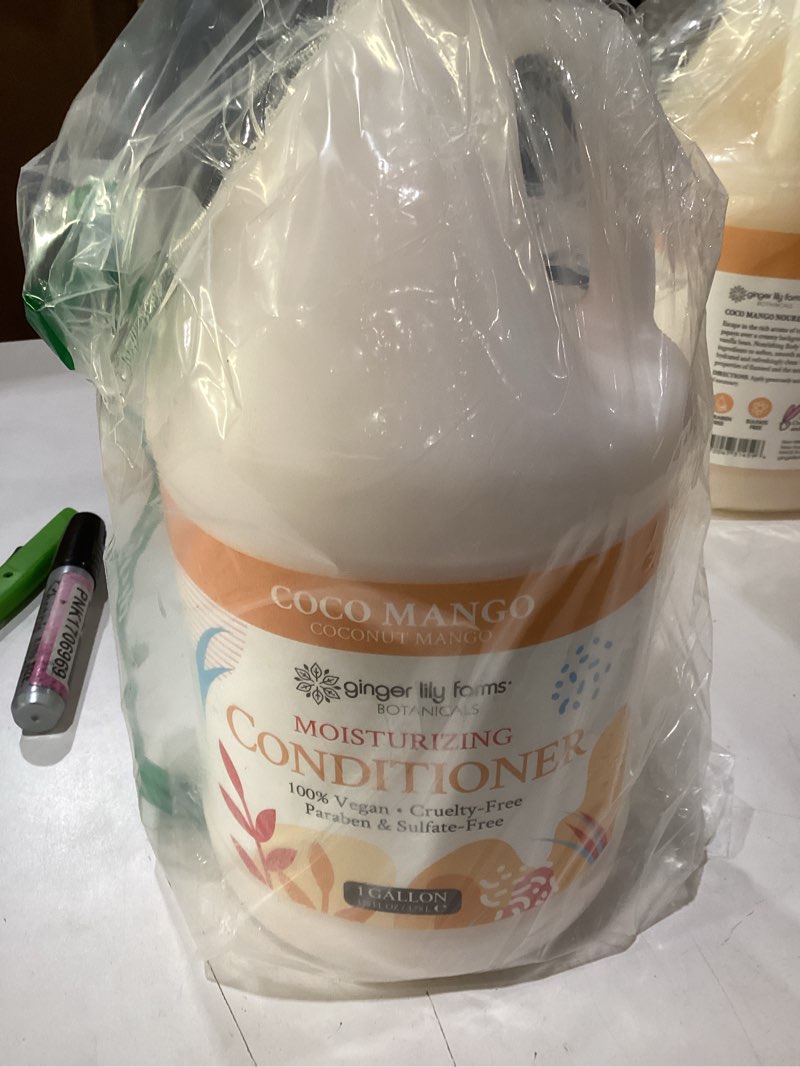 Condition photo showing New/Like New for Ginger Lily Farms Botanicals Moisturizing Conditioner for All Hair Types, Coco Mango, 100% Vegan & Cruelty-Free, Coconut Mango Scent, 1 Gallon Refill 128 Fl Oz (Pack of 1)