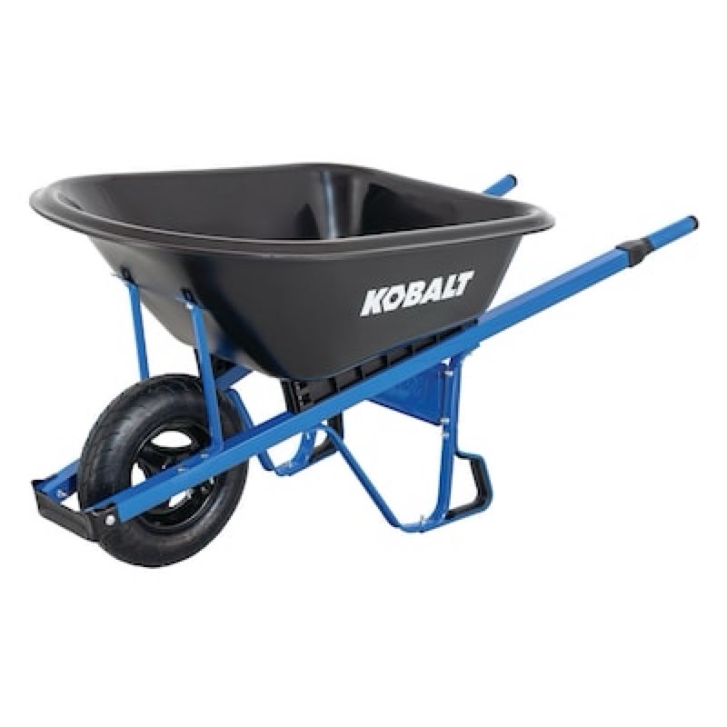 kobalt 6-cu ft 1 wheel high-density poly push wheelbarrow
