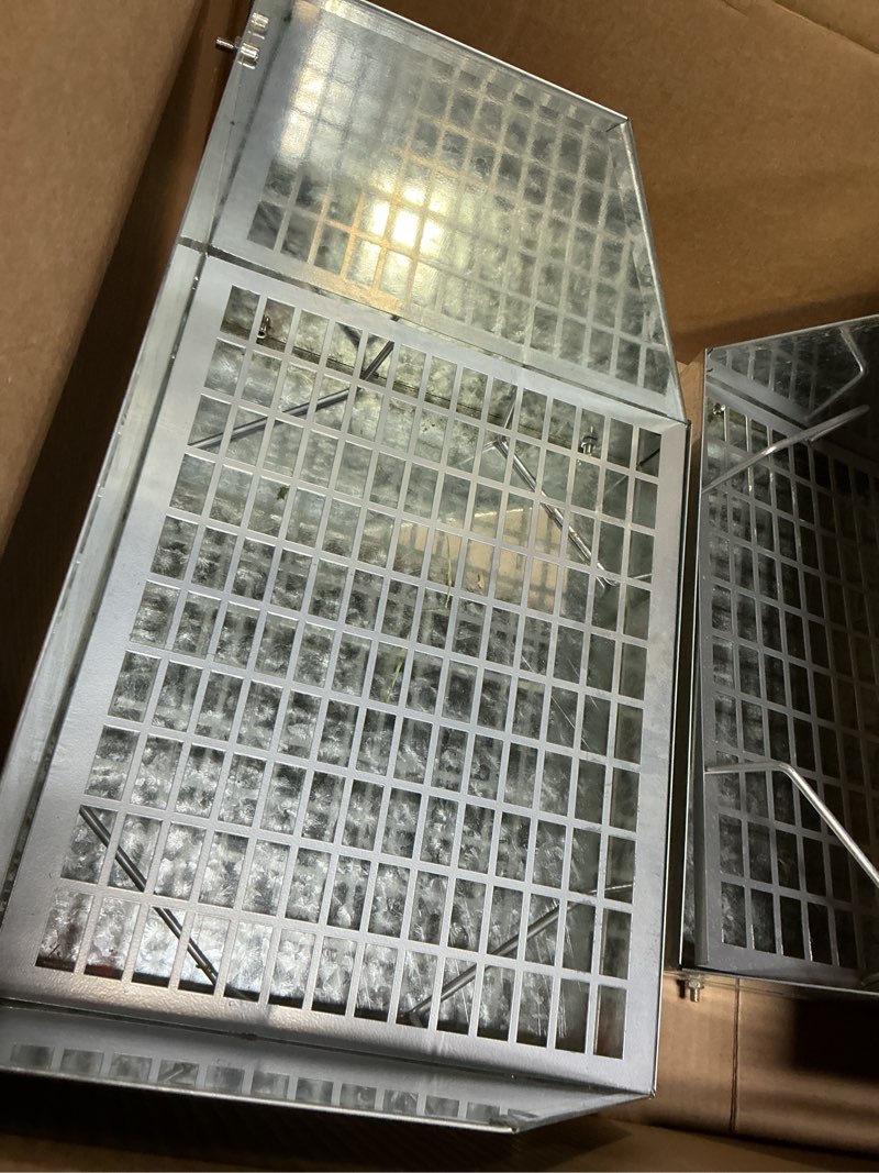 Condition photo showing As Is for maxcheck 2 pack rabbit litter box bunny potty box galvanized steel small animal litter-box galvanized steel corner toilet with grate easy to clean for rabbit and hens nesting-box (12.5×10×8inch) 2 12.5×10×8inch