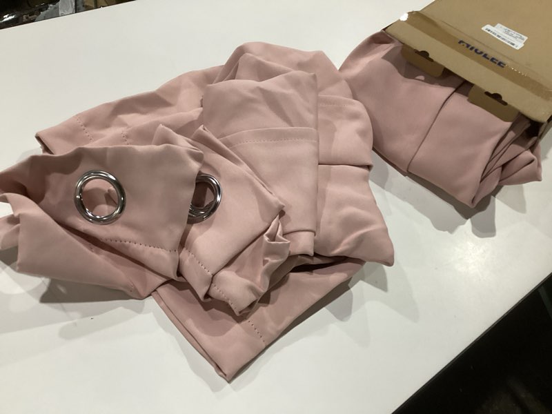 Condition photo showing As Is for MIULEE Baby Pink Blackout Curtains for Girls Bedroom Living Room 63 Inches Long 2 Panels, Nursery Thermal Insulated Room Darkening Drapes Solid Grommet Top Noise Reducing Window Curtains 40x63 Inch 40\"W x 63\"L (Pack of 2) Baby Pink, SIMILAR TO STOCK PHOTO 