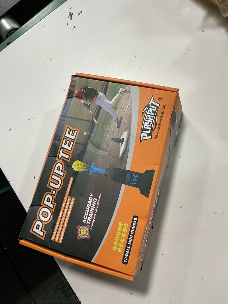 Condition photo showing New/Like New for portable hitting tee for baseball & softball, adjustable height up to 40 inches baseball pitching machines with 12 balls for swing practice without a pitcher hitting, batting tee training equipment