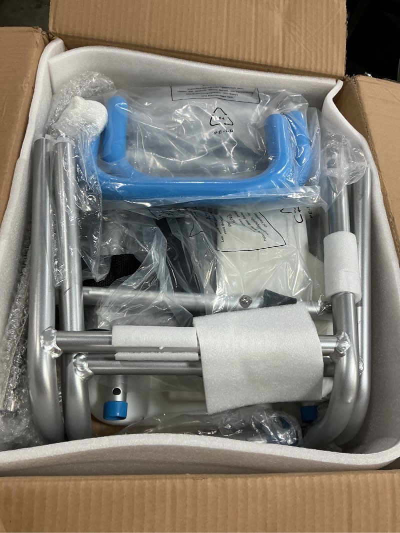 Condition photo showing New/Like New for loyoda fsa/hsa eligible sliding shower chair tub transfer bench for bathtub with swivel seat, shower bench with pivoting arms, height adjustable shower seat, 350 lbs,white&blue,standard standard-white(sliding&swivel)