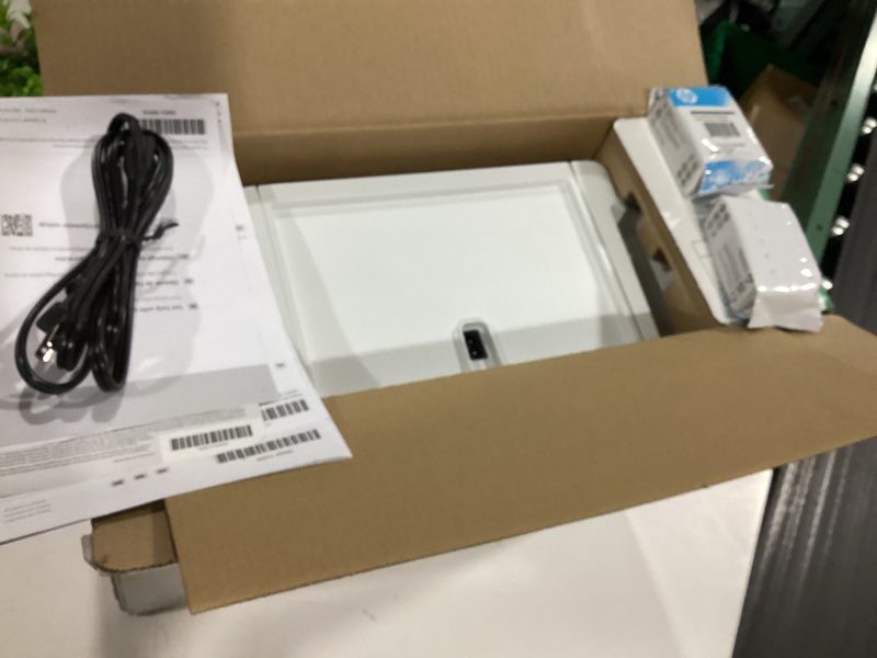 Condition photo showing As Is for hp deskjet 2855e wireless all-in-one color inkjet printer, scanner, copier, best-for-home, 3 month instant ink trial included. this printer is only 2.4 ghz capable. (588s5a)