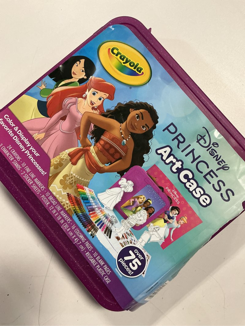 Condition photo showing New/Like New for crayola disney princess art case (75ct) art kit for kids, art supplies, disney coloring set, disney toys, gift for girls & boys