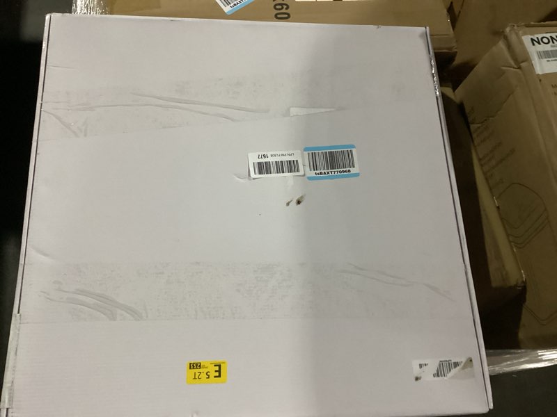 Condition photo showing New/Like New for 22×22 Inches Oversize Extra Large Sturdy Glossy White Acrylic Serving Tray King Size Decorative Big Ottoman Trays with Cut Out Handles Water Proof Bed Tray Coffee Counter Top Organizer Glossy White 22×22 Inch