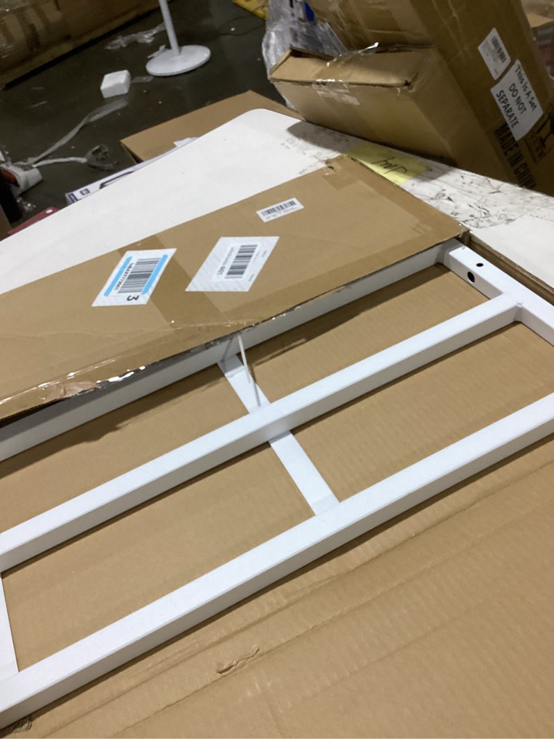 Condition photo showing As Is for fixed window safety guard 19”x 38” adjustable width prevents accidental falls, non-egress, tamper resistant screws included, white, single pack 19x38 inches
