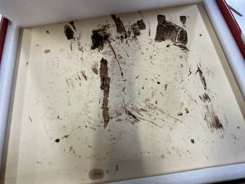 Condition photo showing As Is for old stone pizza kitchen rectangular pizza stone for oven and grill, 14x16-inch