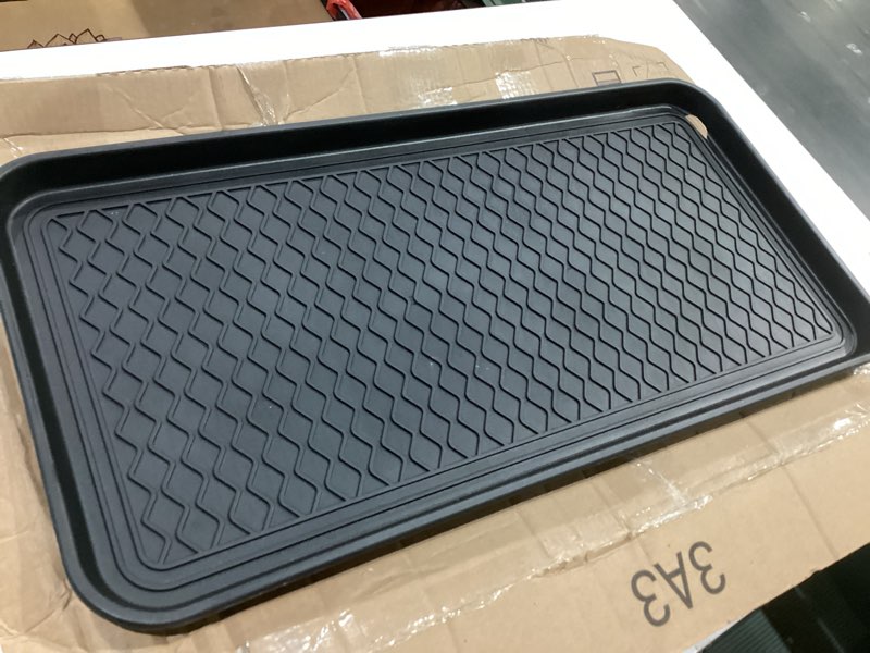 Condition photo showing As Is for 2 pack large multifunctional tray mat washable indoor or outdoor tray mat for shoes boots plants pots paint tins pet bowls car storage, 30 x 15 x 1.2 inches black