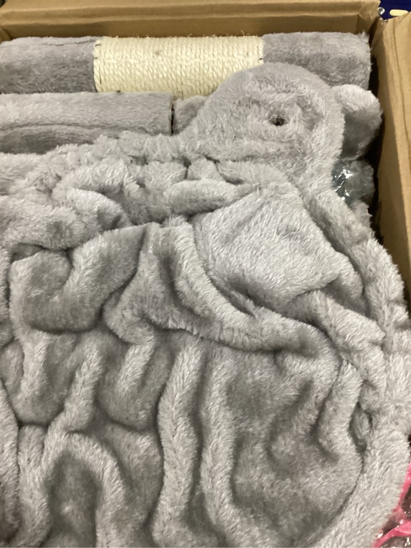 Condition photo showing Good Condition for heybly cat tree with toy, cat tower condo for indoor cats, cat house with padded plush perch, cozy hammock and sisal scratching posts, light gray hct004sw 43.3 inch light gray
