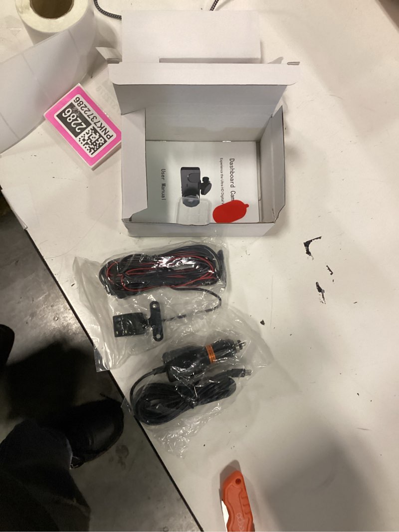 Condition photo showing New/Like New for dash cam front and rear, 4k dash camera for cars, triple car camera with ir night vision,170° wide angle,wdr, hdr, 24h parking& loop recording,g-sensor,32gb card included