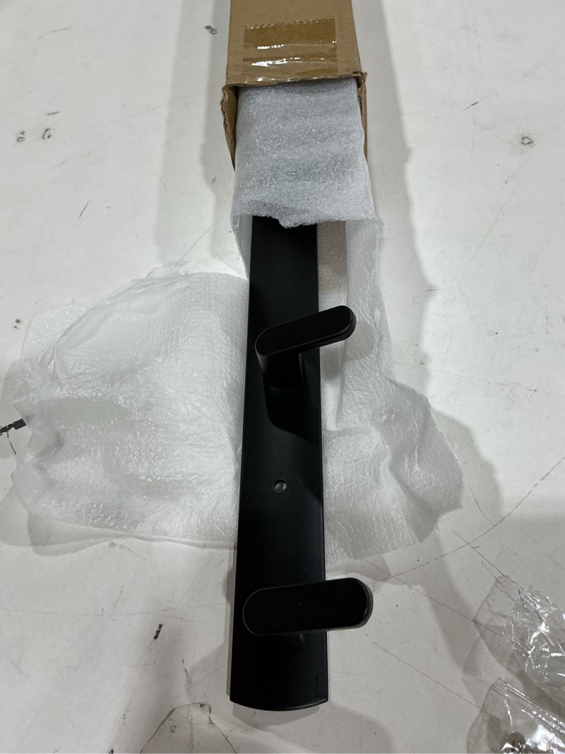 Condition photo showing As Is for wall mounted coat racks with 6 hooks hanging holder towel rack 21.7"x1.3" modern black hanging for clothes entryway bathroom (6 hooks)