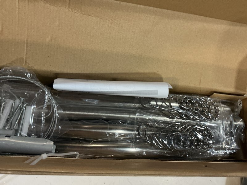Condition photo showing New/Like New for corner shower curtain rod, diamond shaped shower pole, curved shower curtain rod for bathroom, stainless with 12 ring hooks & ceiling support [sides: 22"-34.8", middle: 28"-43.7"] (silver)
