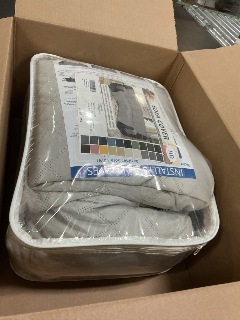 Condition photo showing Good Condition for HDCAXKJ 100% Waterproof Velvet Recliner Sectional Couch Covers L Shaped Corner Reclining Sofa Cover Washable Thick Non Slip Sectional Slipcover with Pockets (5 Seat and 2 Middle Console, Light Gray) 5 Seat and 2 Middle Console Light Gray