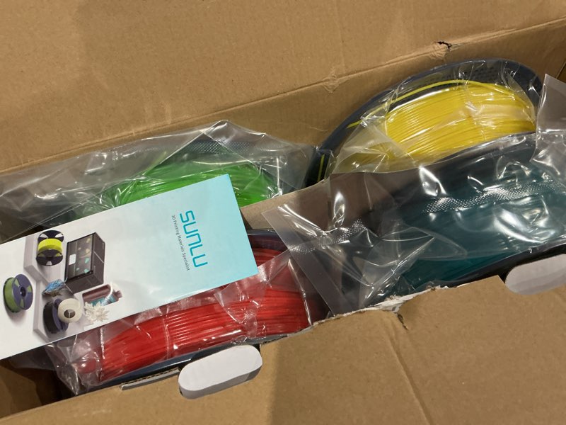 Condition photo showing Good Condition for sunlu petg glow in the dark filament bundle, luminous petg 3d printer filament 1.75mm, dimensional accuracy +/- 0.02mm, 4kg in total, 1kg per spool, 4 pack. (glowing blue/green/red/yellow) petg 4kg glow in the dark - glowing blue/green/red/yellow 4kg