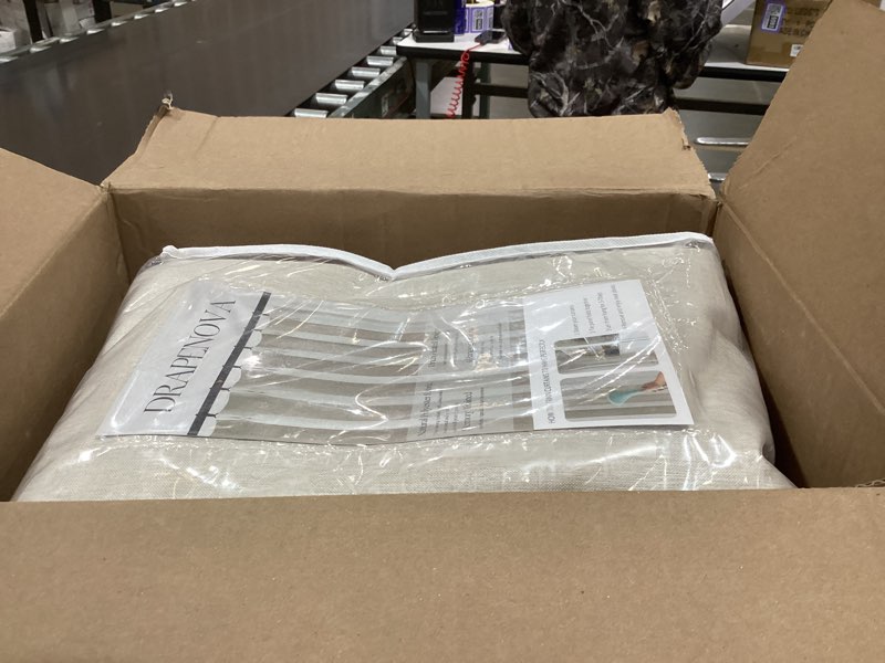 Condition photo showing Good Condition for Natural Pinch Pleated Curtains 84 Inch Length 2 Panels for Living Room Bedroom Linen Textured Semi Sheer Privacy Window Curtain Boho Neutral Back Tab Pinch Pleat Drape with Hooks Rings 84 Inches Long Natural 40"W x 84"L (Pack of 2)