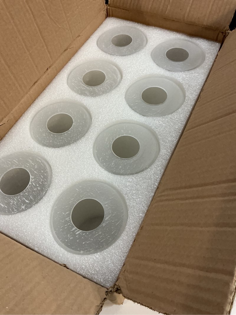 Condition photo showing Good Condition for 8 pcs white linen frosted glass shade replacements for pendant light fixtures glass lamp shade cover, 1-5/8 inch fitter e26 base, 4"w x 6"h, replacement lamp globe for chandelier wall sconce white linen frosted 8