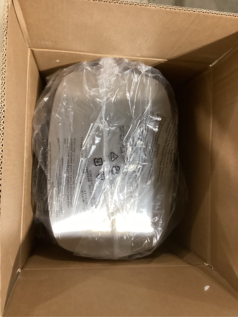 Condition photo showing New/Like New for Amazon Basics Smudge Resistant Rectangular Trash Can With Soft-Close Foot Pedal, Brushed Stainless Steel, 50 Liter/13.2 Gallon, Satin Nickel Finish, 16.7"L x 14.7"W x 25.9"H ['Satin Nickel'] ['50 Liter']