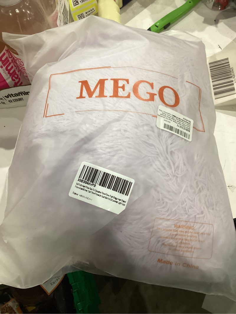 Condition photo showing New/Like New for MEGO Fluffy Heart Pillow, Faux Fur Decorative Throw Pillow Light Purple, Plush Shaggy Heart Shaped Pillow with Insert&Cover, Cute Furry Throw Pillows for Kid Girls Women, Lavender 1 Count (Pack of 1) Lavender