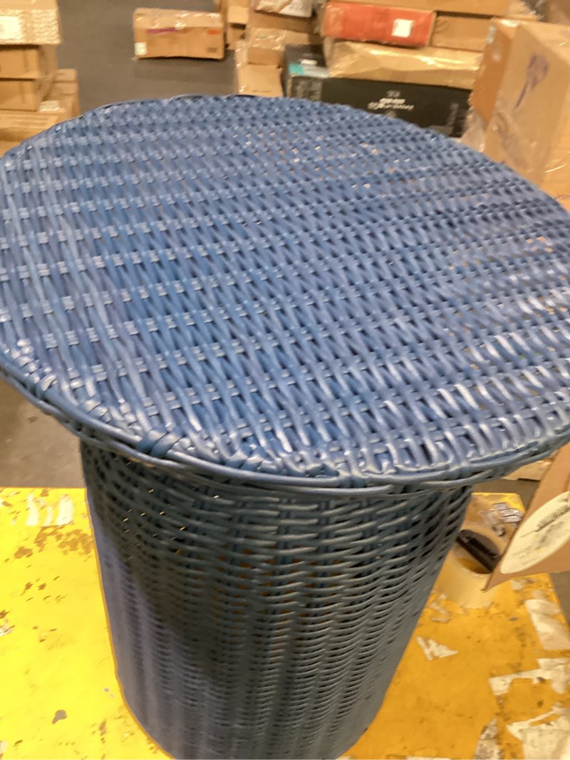 Condition photo showing As Is for 21.65" all-weather wicker round monochromatic outdoor patio bistro table navy - threshold™