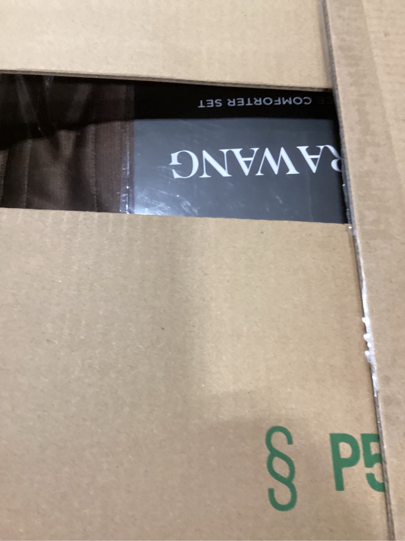 Condition photo showing New/Like New for Vera Wang - King Comforter Set, Luxury Textured Weave Bedding with Matching Shams, Ideal for All Seasons, Oeko-Tex Certified (Illusion Lines Brown, King) King Illusion Lines Brown