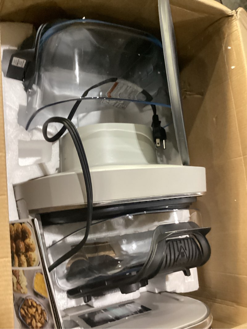 Condition photo showing As Is for **not tested**ninja crispi pro 6-in-1 6qt and 2.5qt non-toxic glass container countertop air fryer bone as101lg