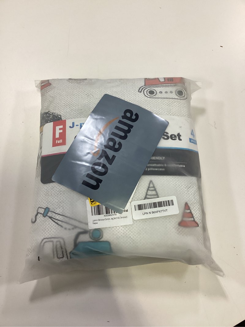 Condition photo showing New/Like New for J pinno Dinosaur Construction Work Digger Cars Vehicle Cute Cozy Fun Full Sheet Set for Kids Girls Children 100% Cotton Flat Sheet + Fitted Sheet + Pillowcase Bedding Set (Dinosaur, Full) Full Dinosaur