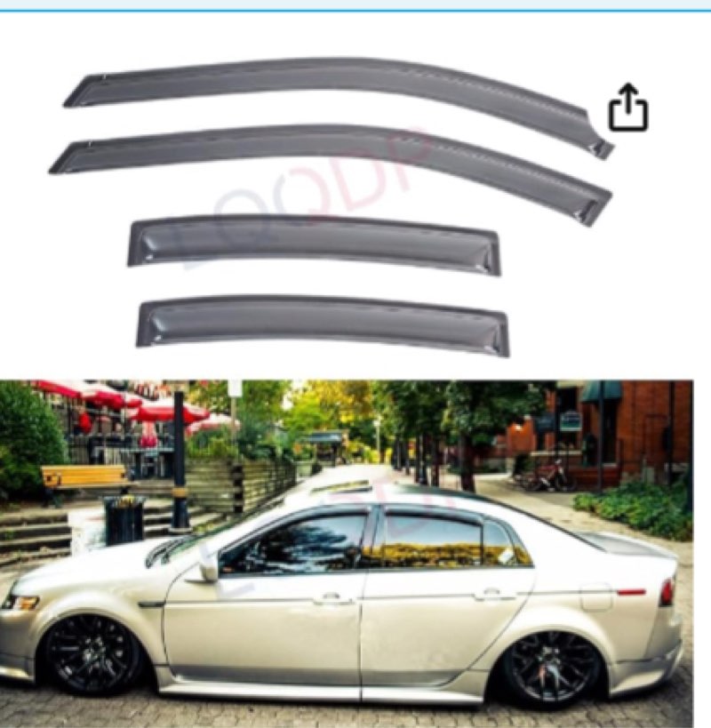 4pcs Front+Rear JDM Smoke Sun/Rain Guard Outside Mount Tape-On Window Visors Compatible with 04-08 Acura TL