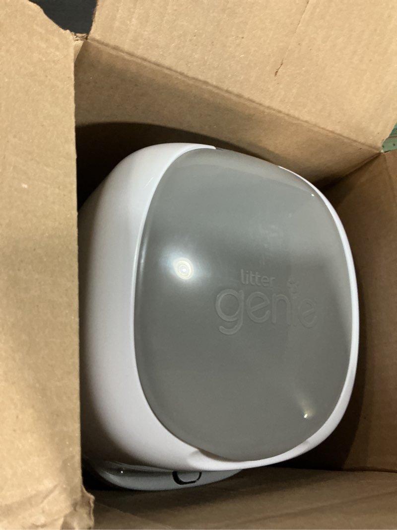 Condition photo showing As Is for Litter Genie Style Pail Cat Litter Box Waste Disposal System for Odor Control Includes 1 Square Refill Bag White