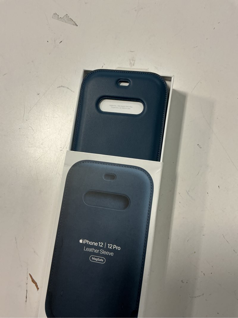 Condition photo showing New/Like New for apple iphone 12 and 12 pro leather sleeve with magsafe - baltic blue