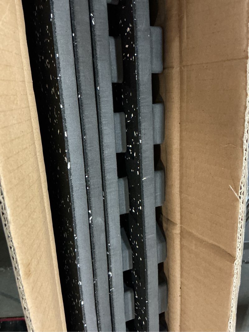 Condition photo showing Good Condition for sweetcrispy interlocking rubber floor tiles, gym flooring for home gym mat 1/2 inch thick, rubber mats for floor, garage, workout space, non-slip, 6pcs