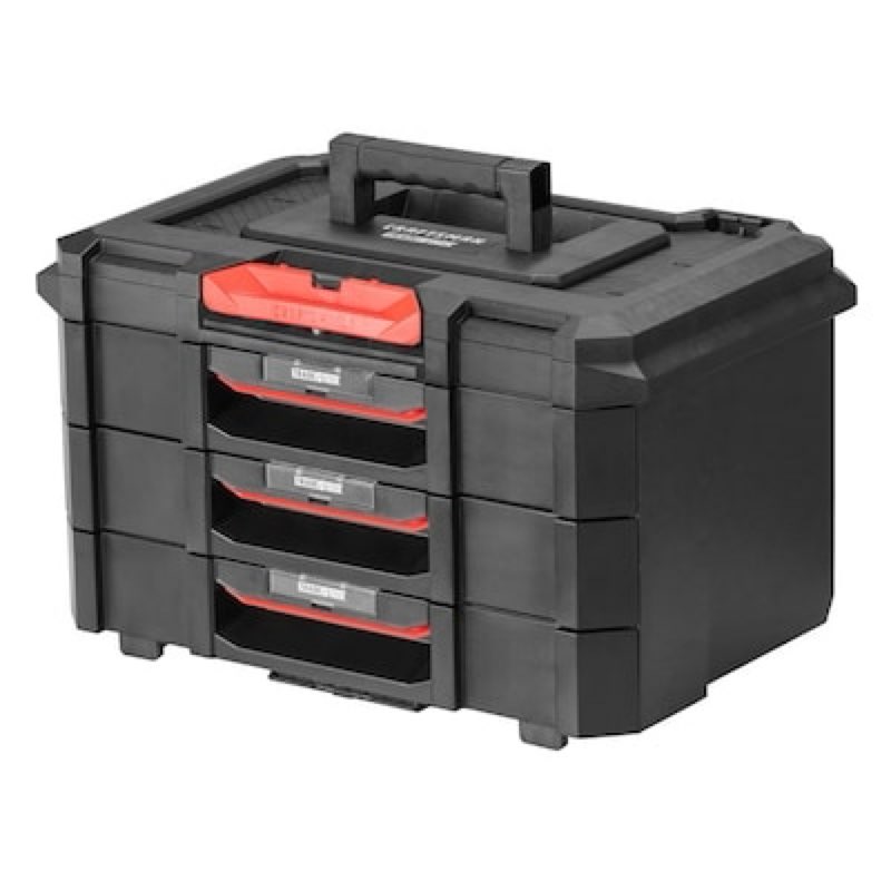 CRAFTSMAN TRADESTACK 21.5-in W x 15.4-in H x 13.85-in D 3 -Drawer Red and Black Plastic Tool Box