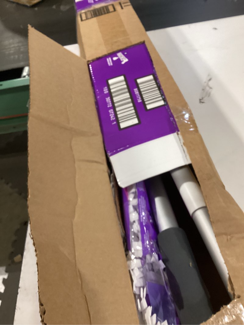 Condition photo showing As Is for swiffer power mop wood, hardwood floor cleaner for mopping home, bathroom, kitchen, all purpose multi-surface cleaning set includes powermop wood, 2 pads, 1 quickdry lemon solution, & 2 batteries
