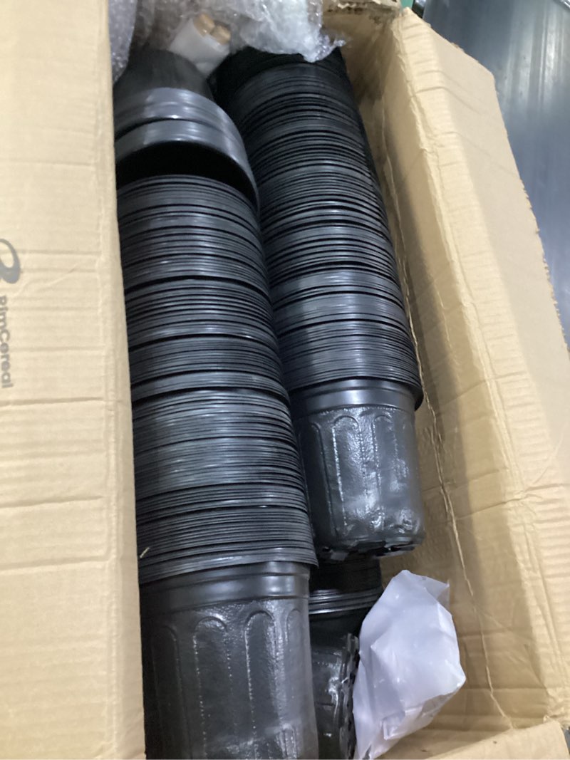 Condition photo showing New/Like New for 600 pcs 1 gallon plastic plants nursery pots bulk with 600 plant labels, thickened soft black seedling pots with drainage holes, flower plant containers for succulents supply 1 gallon 600
