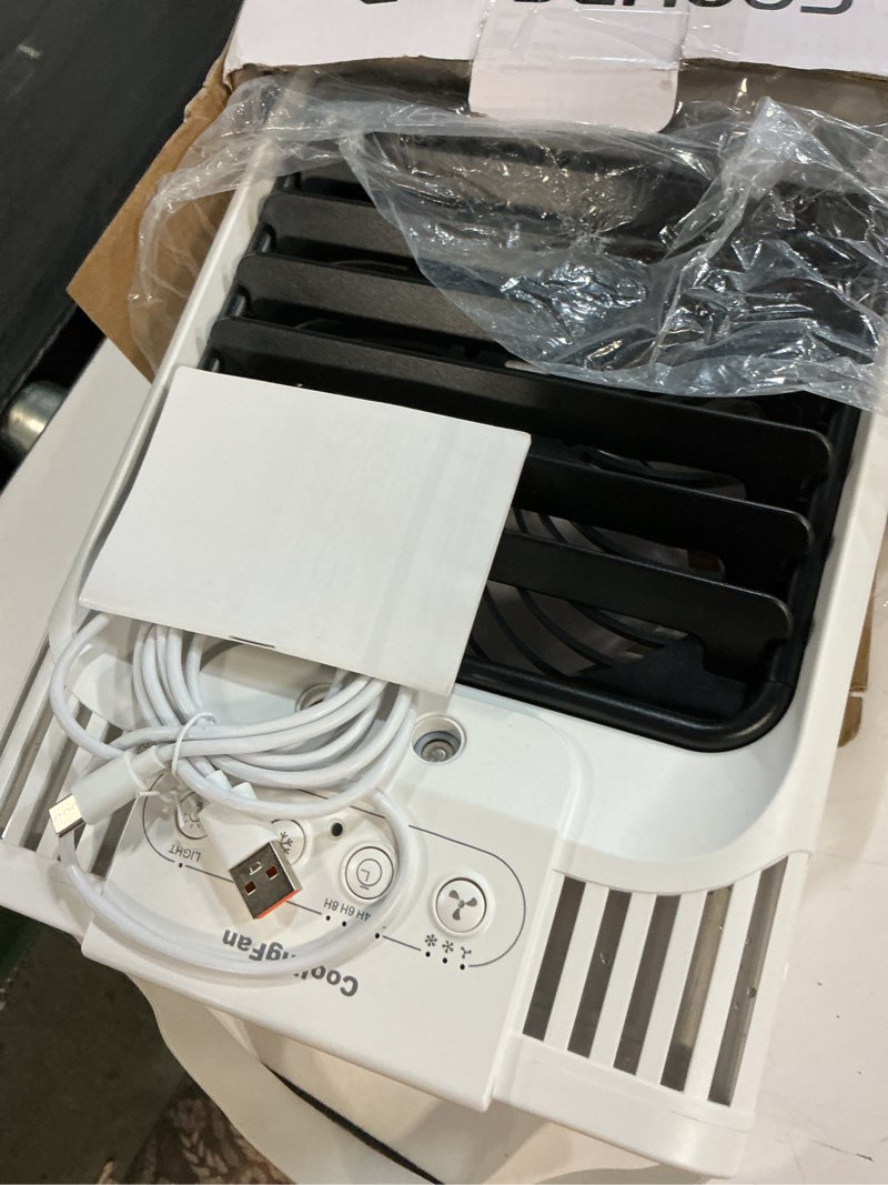 Condition photo showing Good Condition for portable air conditioners, 4 in 1 1200ml personal air conditioner, evaporative air cooler fan with remote, 7 rgb light modes, 3 speeds & 2-8h timer for bedroom,car,nightstand, office, dorm, rv