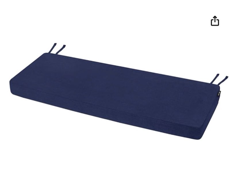 Favoyard Outdoor Bench Cushion 42 x 16 Inch Rainproof Patio Furniture Cushions 3-Year Color Fastness Garden Settee Porch Pads with Ties, Blue