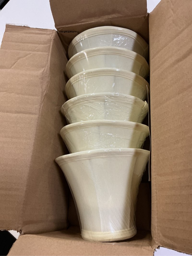 Condition photo showing New/Like New for wellmet chandelier shades, only for candelabra bulbs, clip-on fitter lamp shades, 3" x 6" x 5", 6 pcs set cream white bell-3x6x5 inches