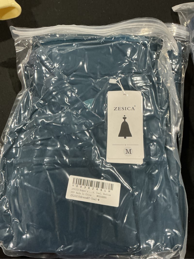 Condition photo showing Good Condition for ZESICA Women's One Shoulder Long Sleeve Cocktail Dress Sexy High Slit Ruched Bodycon Wedding Guest Maxi Dresses Teal Medium