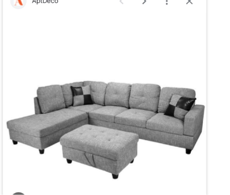 ( incomplete/ only 2 boxes) Andover Mills Russ 3-Piece Sectional Sofa & Ottoman