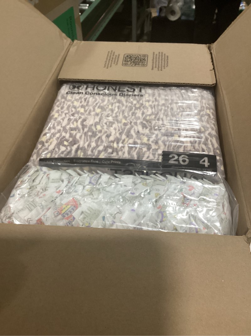 Condition photo showing Good Condition for The Honest Company Comfort Dry Disposable Diapers for Sensitive Skin, Hypoallergenic, Wild Thang + All The Alpacas, Super Club Box Size 4 (22–37 lbs) 104 Count Size 4 (104 Count) Wild Thang + All the Alpacas