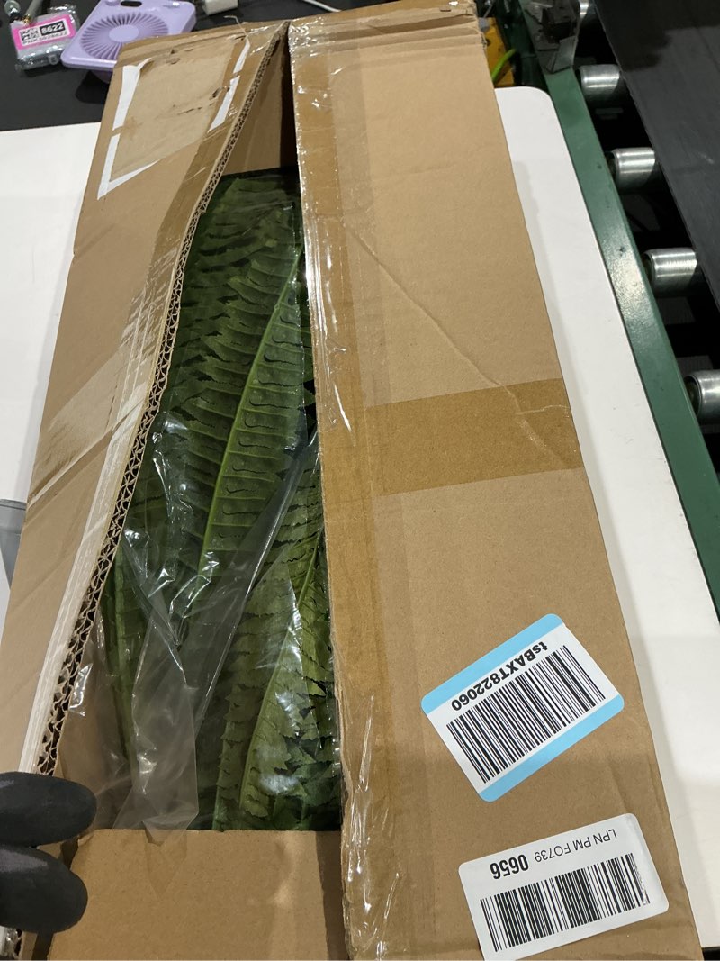 Condition photo showing New/Like New for senjie artificial boston fern 2 set large 88 branches fake ferns for outdoors 48inch faux plant for home living room office decor 48" 2pcs- 88fronds